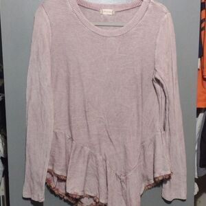 ALTAR’D State long sleeved bohemian style diagonal ruffle bottom top size small